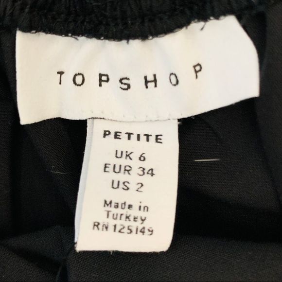 Topshop Babydoll Pouf sleeve peplum blouse black 2P Square Neck Top 8989 - Picture 10 of 12